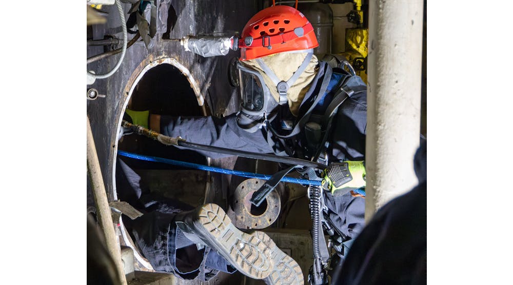 Just as confined-space-rescue experts equip themselves for an incident, first-due responders should dress out in turnout gear and SCBA.