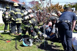 Two members of the WFD sustained non-life-threatening injuries from the smoke explosion. Two members of the WFD sustained non-life-threatening injuries from the smoke explosion.