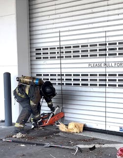 Fire conditions or mechanical problems might prevent members from opening a steel roll-down gate. That's when cutting the gate is required. Fire conditions or mechanical problems might prevent members from opening a steel roll-down gate. That's when cutting the gate is required.