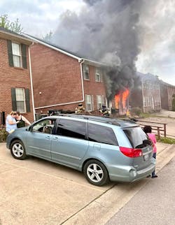 Lexington firefighters rescued two people from this house. Lexington firefighters rescued two people from this house.
