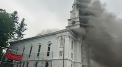 Spencer firefighters were at another lightning strike when they were called to the First Congregational Church Friday afternoon.