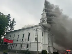 Spencer firefighters were at another lightning strike when they were called to the First Congregational Church Friday afternoon.