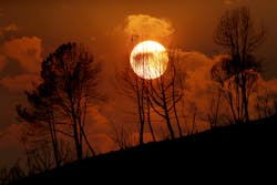 The sun sets on ridge during the Oak fire in 2022. The sun sets on ridge during the Oak fire in 2022.