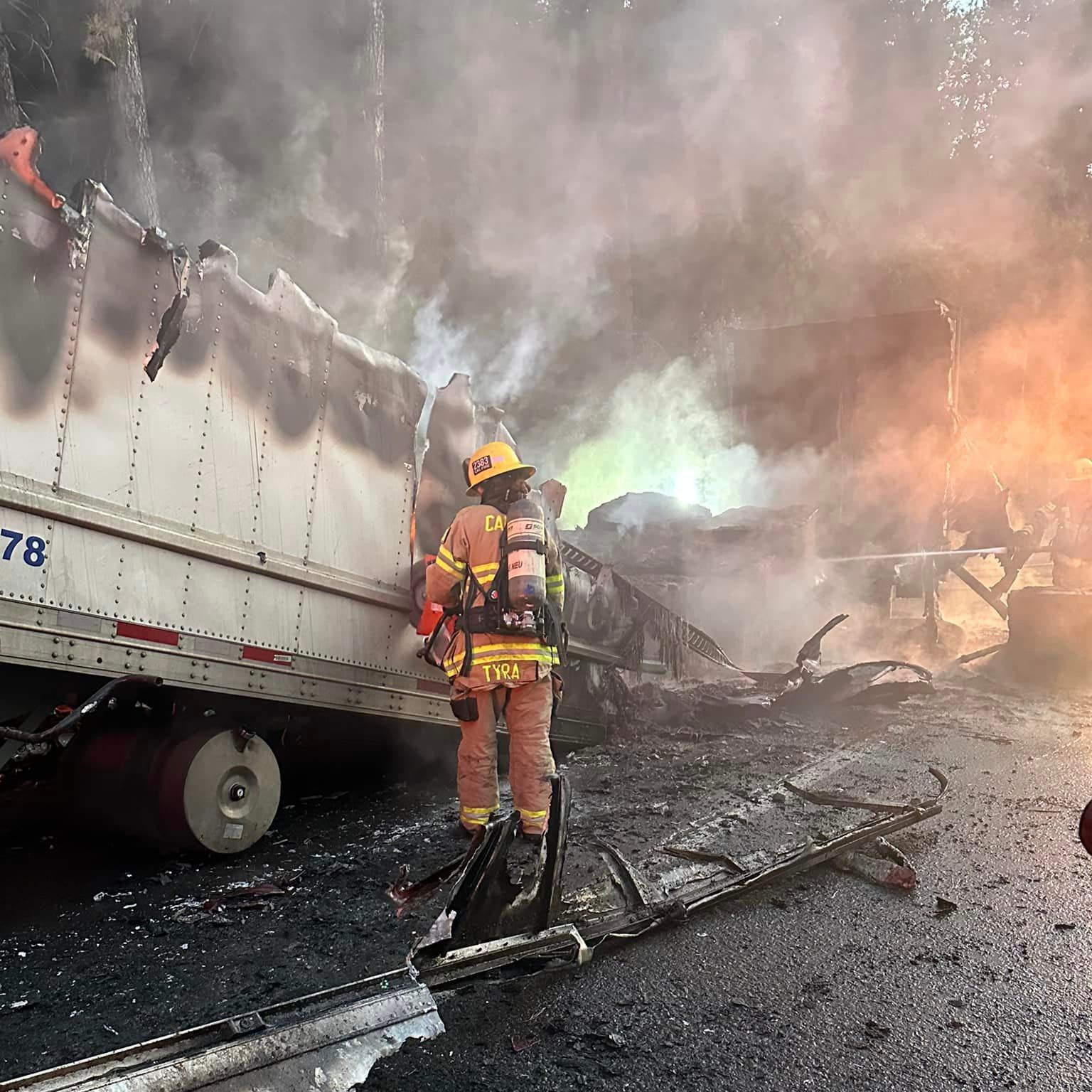 A semi-truck hauling 40,000 pounds of chocolate caught fire about 4:15 a.m. on Interstate 80 in Placer County near Carpenter Road.