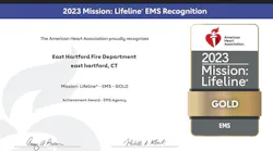 The East Hartford Fire Department was recognized by the American Heart Association under the Mission: Lifeline program.