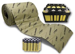 PACT® Thermo ShieldTM, is the world’s first fire- and gas-suppressant packaging wrap designed to safely transport, store and recycle lithium-ion batteries by preventing thermal runaway. The innovative new line, created by CT-based Packaging And Crating Technologies (PACT®), has passed the proposed testing standards of the SAE International for safety in shipping lithium-ion batteries via land, sea and air. PACT® Thermo ShieldTM, is the world’s first fire- and gas-suppressant packaging wrap designed to safely transport, store and recycle lithium-ion batteries by preventing thermal runaway. The innovative new line, created by CT-based Packaging And Crating Technologies (PACT®), has passed the proposed testing standards of the SAE International for safety in shipping lithium-ion batteries via land, sea and air.