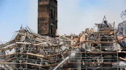 The complex under construction burned for four days last month.