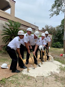 New Orleans firefighters took part in the groundbreaking ceremony. New Orleans firefighters took part in the groundbreaking ceremony.
