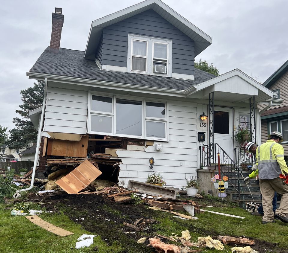 A car crashed into a home on Ridgewood Dr. on Thursday, Aug. 24, 2023.