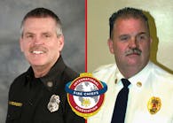 The 2023 IAFC Fire Chief of the Year honorees are Volunteer Fire Chief Thomas Bell (r.) of the Greensburg Volunteer Fire Department in Pennsylvania, and Career Fire Chief Brian Fennessy of the Orange County Fire Authority (OCFA) in California.
