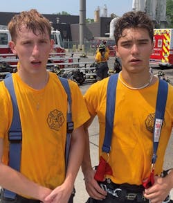 Joseph D&rsquo;Alessandro, a junior with the Hicksville Fire Department, (left) and Michael DiOrio, a junior with the Manhasset-Lakeville Fire Department, were two of the 45 participants.