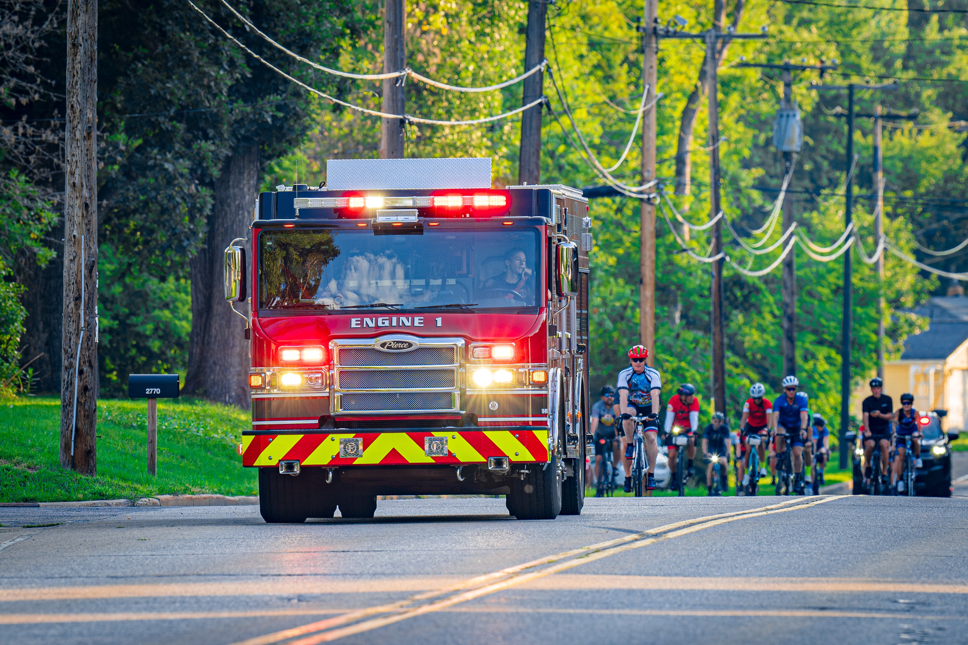 An engine company from the City of Wisconsin Rapids Fire Department escorted riders for the first several miles of the route.
