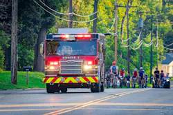 An engine company from the City of Wisconsin Rapids Fire Department escorted riders for the first several miles of the route.