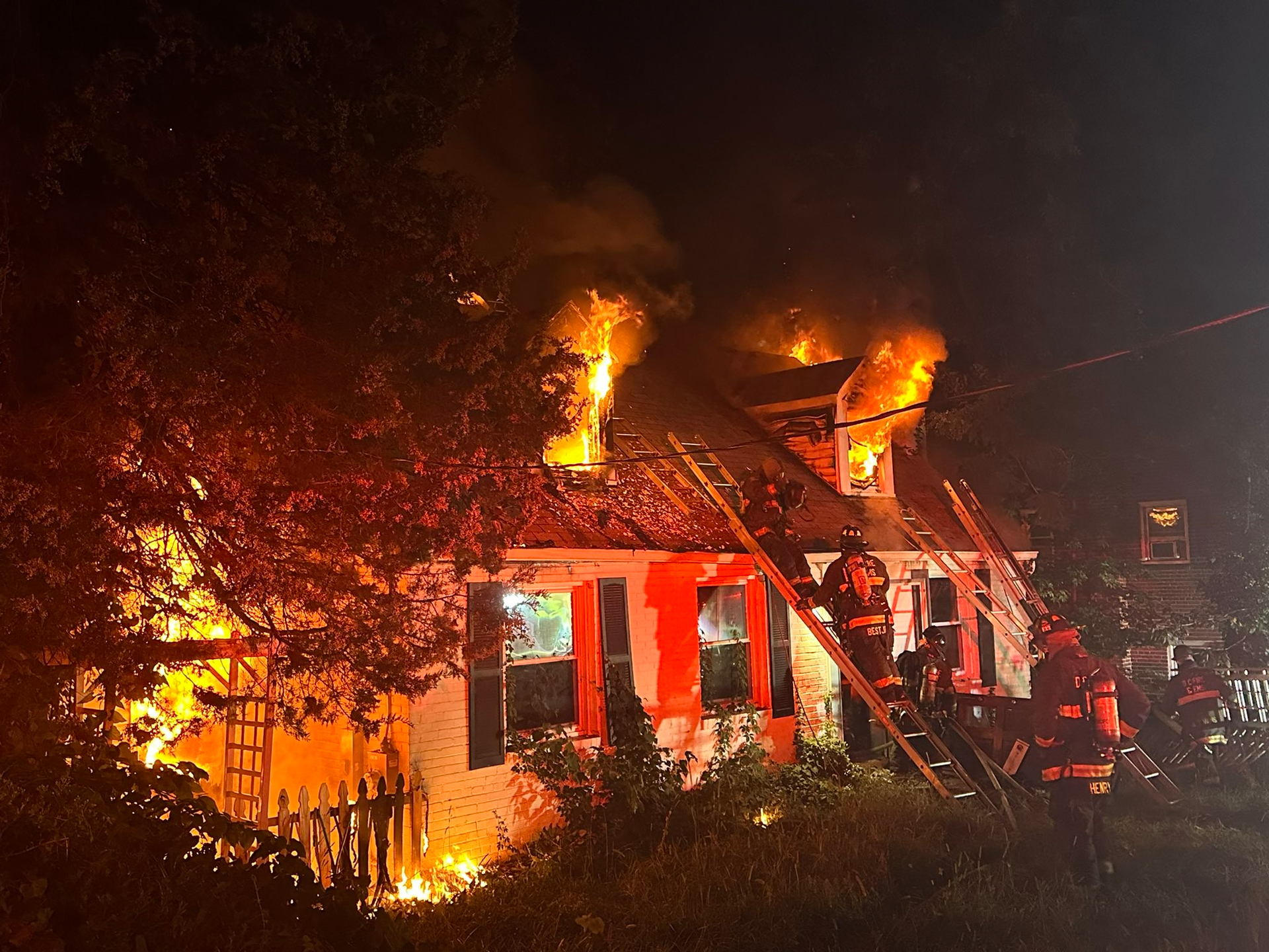Two firefighters were injured in a house fire Sunday morning.