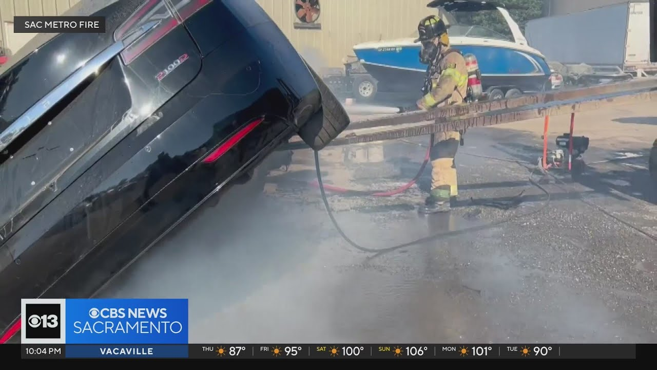 Tesla Catches Fire in Rancho Cordova CA Scrap Yard | Firehouse