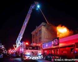 The fire threatened the adjacent Thirsty Armadillo bar on West Exchange Avene. The fire threatened the adjacent Thirsty Armadillo bar on West Exchange Avene.