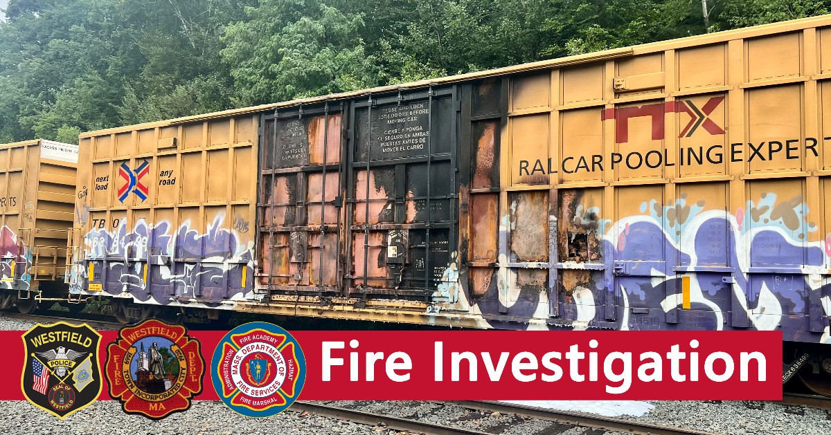 This rail car fire in Westfield, MA is under investigation.