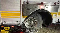 The rig was struck at a crash scene.