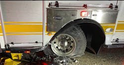 The rig was struck at a crash scene. The rig was struck at a crash scene.