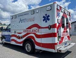 The Amerimed EMS ambulance is a Wheeled Coach Type 3 CitiMedic® built on a Chevy G3500 chassis with a 148” x 90” x 68” module. The Amerimed EMS ambulance is a Wheeled Coach Type 3 CitiMedic® built on a Chevy G3500 chassis with a 148” x 90” x 68” module.