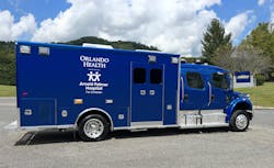 The Arnold Palmer Hospital for Children CCT unit was built on a crew cab Freightliner® chassis with a 206” long X 98” wide body. The Arnold Palmer Hospital for Children CCT unit was built on a crew cab Freightliner® chassis with a 206” long X 98” wide body.