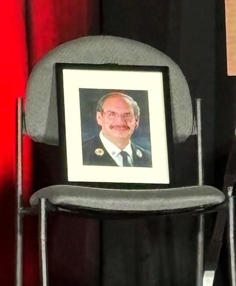 Speakers Robert Moran, John Lewis, Danny Moran, and Walter Lewis took four of them. The fifth was set up with a framed photo of longtime Firehouse Editor-in-Chief and Firehouse Expo Show Director Harvey Eisner.