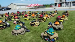 Gear used by junior firefighters at the Franklin County Youth Fire Academy sits near the tower.