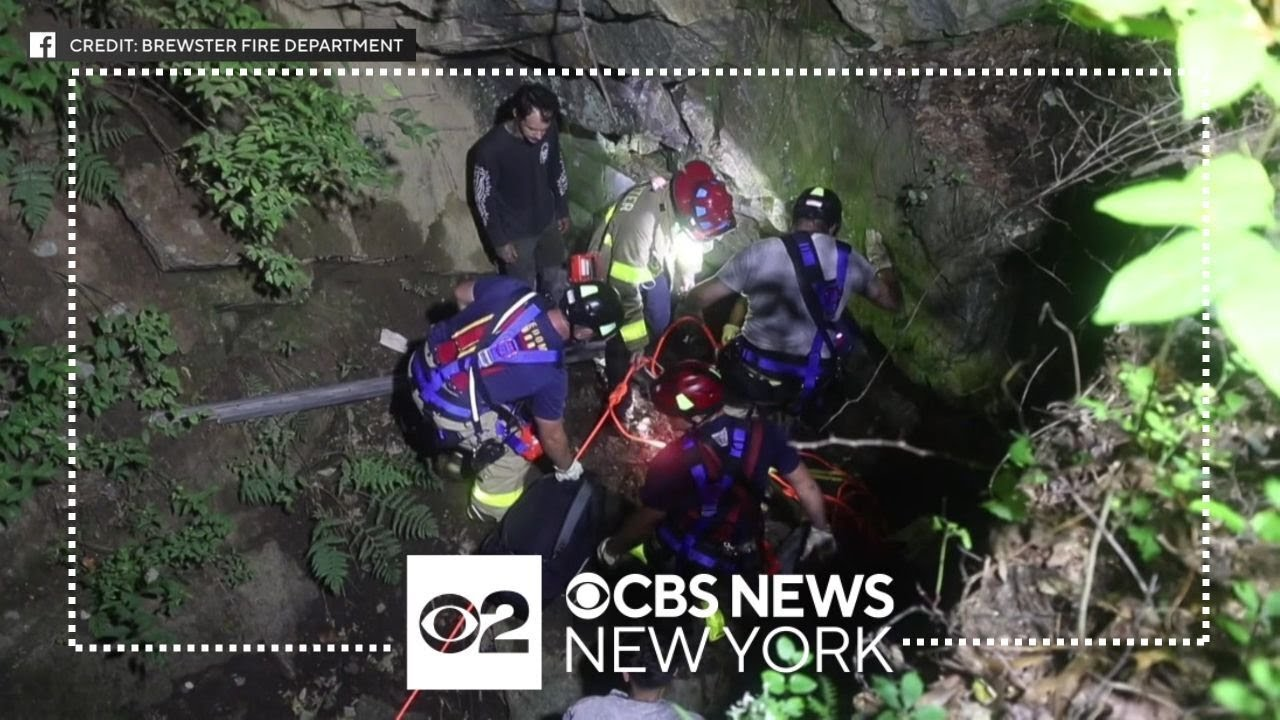Dramatic video shows firefighters rescuing a man trapped in a mine in Brewster, New York.