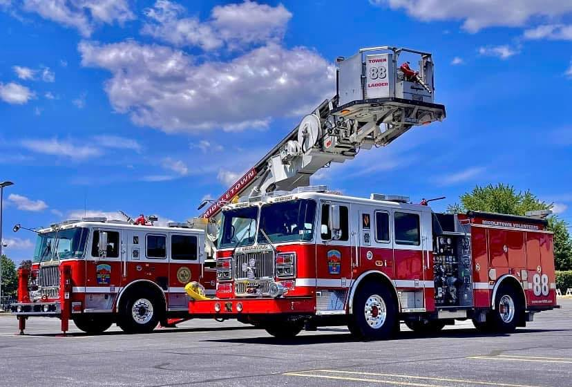 Truck 88 was struck as it was responding to a call Thursday morning.