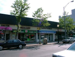 The large open area above the storefronts of a new-style strip mall can allow an avenue for fire spread and a collapse concern for advancing companies. The large open area above the storefronts of a new-style strip mall can allow an avenue for fire spread and a collapse concern for advancing companies.
