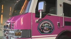 Sacramento Metro Fire wrapped a fire engine in pink and blue as part of a cancer awareness effort.