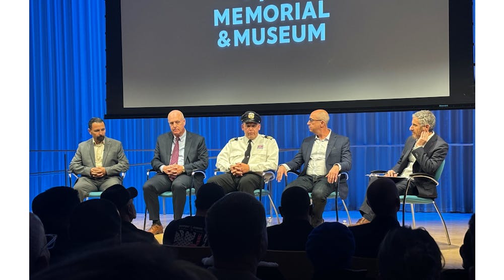 Noah Rauch (r.), senior vice president of Education &amp; Public Programs at the museum moderated a panel discussion with (from l.) former FDNY Chief Marine Engineer Gulmar Parga, U.S. Coast Guard Safety &amp; Security Division Chief John Hillin, NY Waterway Capt. Richard Thornton and Boatlift Director Eddie Rosenstein.