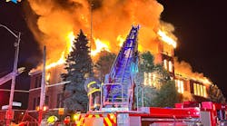 Firefighters battle a fire at a vacant school Firefighters battle a fire at a vacant school