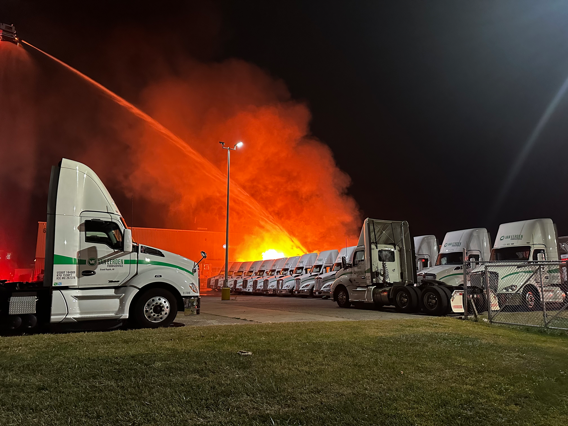 Grand Rapids firefighters were thanked for their actions that saved trucks Sunday.