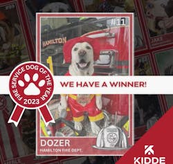 Dozer from the Hamilton Township, NJ, Division of Fire, is the winner of this year&apos;s National Fire Service Dog Photo Contest.