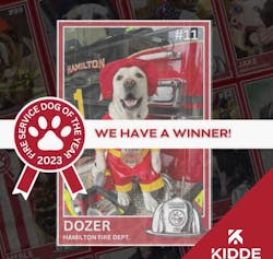 Dozer from the Hamilton Township, NJ, Division of Fire, is the winner of this year's National Fire Service Dog Photo Contest. Dozer from the Hamilton Township, NJ, Division of Fire, is the winner of this year's National Fire Service Dog Photo Contest.