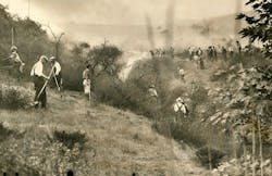 The Griffith Park fire began about 2 p.m. on Oct. 3, 1933, as thousands of workers were clearing brush and debris in Los Angeles. The Griffith Park fire began about 2 p.m. on Oct. 3, 1933, as thousands of workers were clearing brush and debris in Los Angeles.