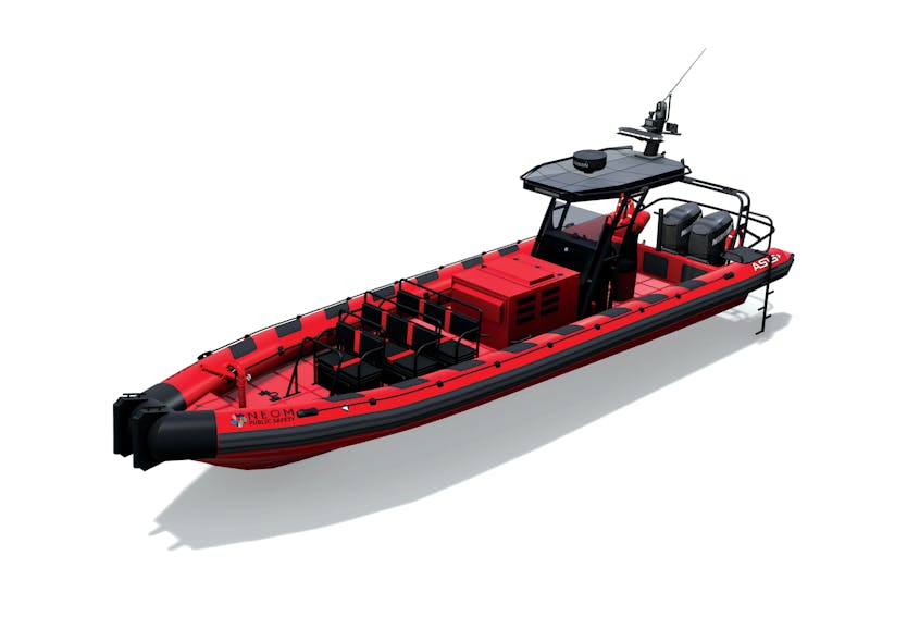 A 12-meter GRP rigid-hulled inflatable boat (RHIB) was selected for a pivotal role in Saudi Arabia&rsquo;s NEOM mega project.
