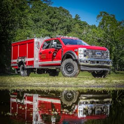 The Encinitas, California, Fire Department's Brush Rapid Attack Truck is equipped with a 300-gallon water/10-gallon foam ProPoly tank and a 500-gpm, PTO-driven Hale AP50 pump. The Encinitas, California, Fire Department's Brush Rapid Attack Truck is equipped with a 300-gallon water/10-gallon foam ProPoly tank and a 500-gpm, PTO-driven Hale AP50 pump.