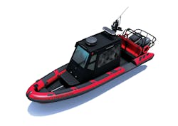 This Ocean Craft Marine 8-meter rigid inflatable boat (RIB) is destined for the Suamico, WI, Fire Department (SFD). This Ocean Craft Marine 8-meter rigid inflatable boat (RIB) is destined for the Suamico, WI, Fire Department (SFD).