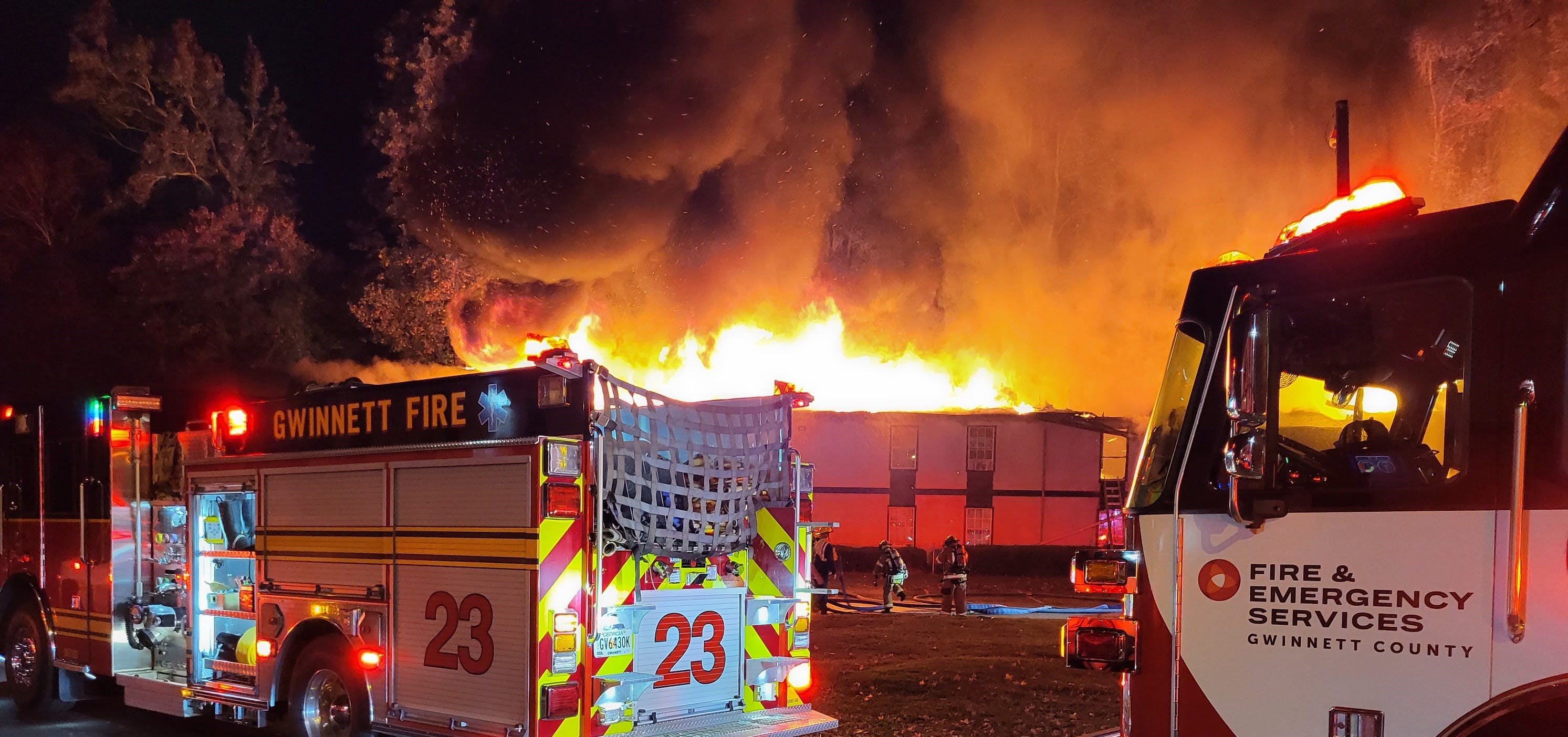 Firefighters found heavy fire showing as they entered the area.