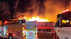 Firefighters found heavy fire showing as they entered the area.