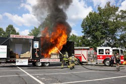 Atlanta firefighters participated in a demonstration recently. Atlanta firefighters participated in a demonstration recently.