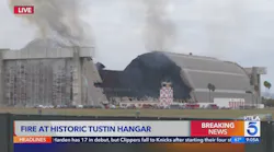 Historic hangar at former air base in Orange County goes up in flames