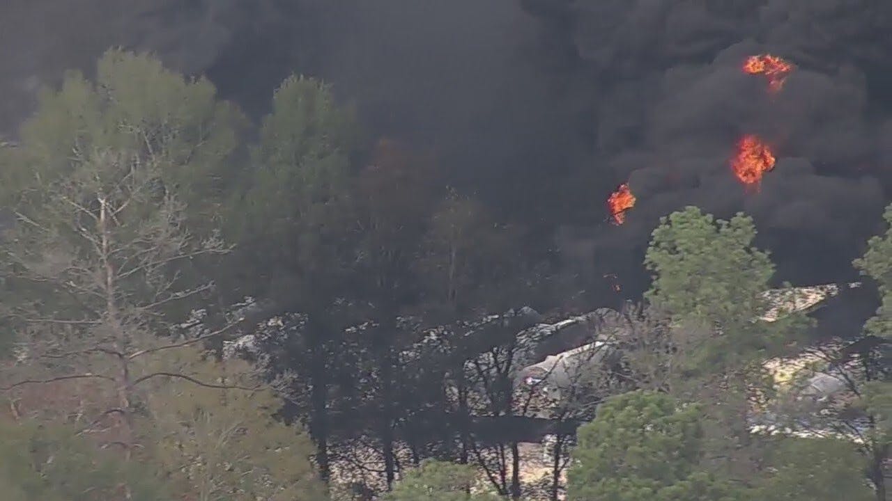 Chemical plant explosion fire in Shepherd, Texas