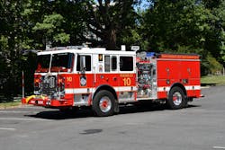 The District of Columbia Fire and EMS Department&rsquo;s (DCFEMS) Engine Company 10 operates this 2023 Seagrave Capitol cab model. Its wheelbase is 170&frac12; inches, and its overall length is 352 inches. The rig pumps 1,500 gpm from a 500-gallon tank. The vehicle is outfitted with a steel-reinforced front bumper that has a front intake and trash line and a low rear hosebed.