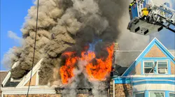 3-Alarm fire engulfs Reading home, resident and firefighter injured