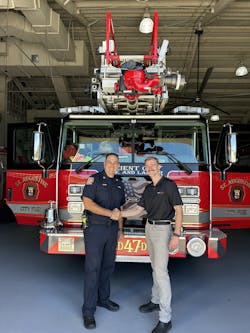 EaseAlert's Blake Richardson and St. Augustine Fire Department Chief Carlos Aviles EaseAlert's Blake Richardson and St. Augustine Fire Department Chief Carlos Aviles