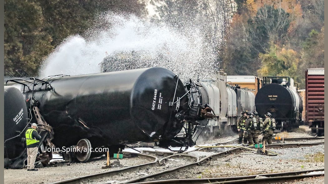 Eight CSX train cars derailed in Atlanta Friday morning.