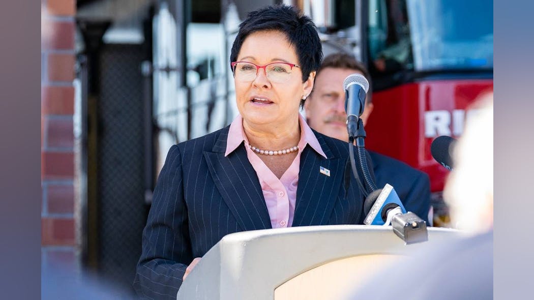 In this file photo, U.S. Fire Administrator Dr. Lori Moore-Merrell talks about the dangers of wildfires during a press conference in April 2023 in California.
